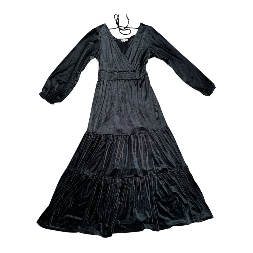 Knox Rose Black Velvet Maxi Dress Medium - Picture 2 of 7